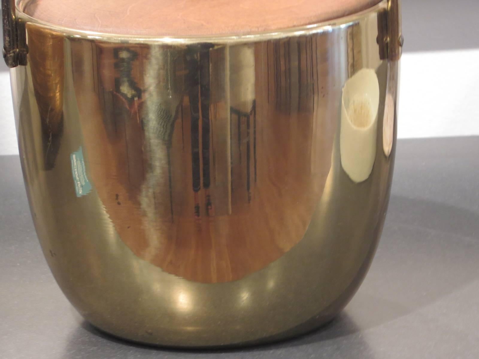 Brass and Wood Ice Bucket by Ben Seibel for Jenferd Ware In Good Condition In Tarrytown, NY