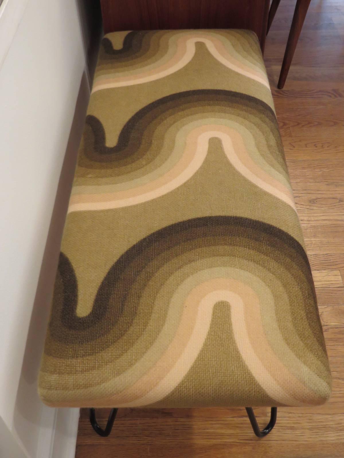 Verner Panton Vintage Fabric Upholstered Bench In Good Condition For Sale In Tarrytown, NY