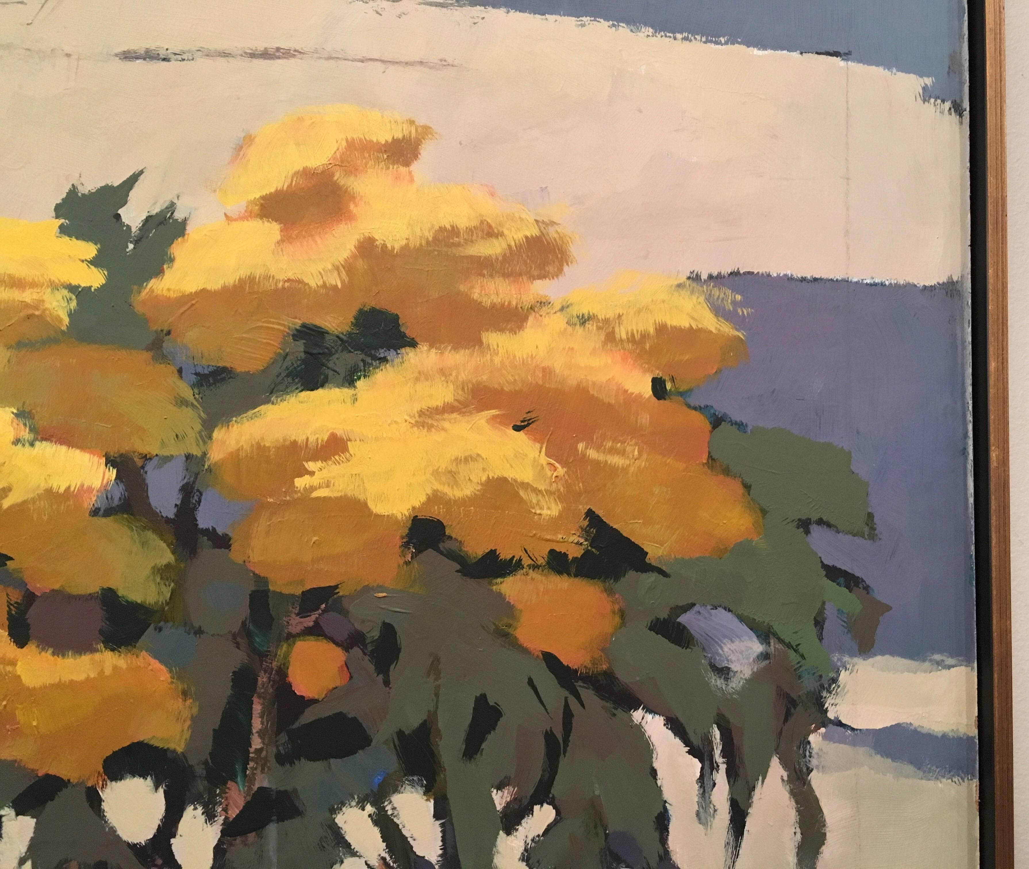 American Large Painting of Yellow Flowers by Mimi Korach For Sale