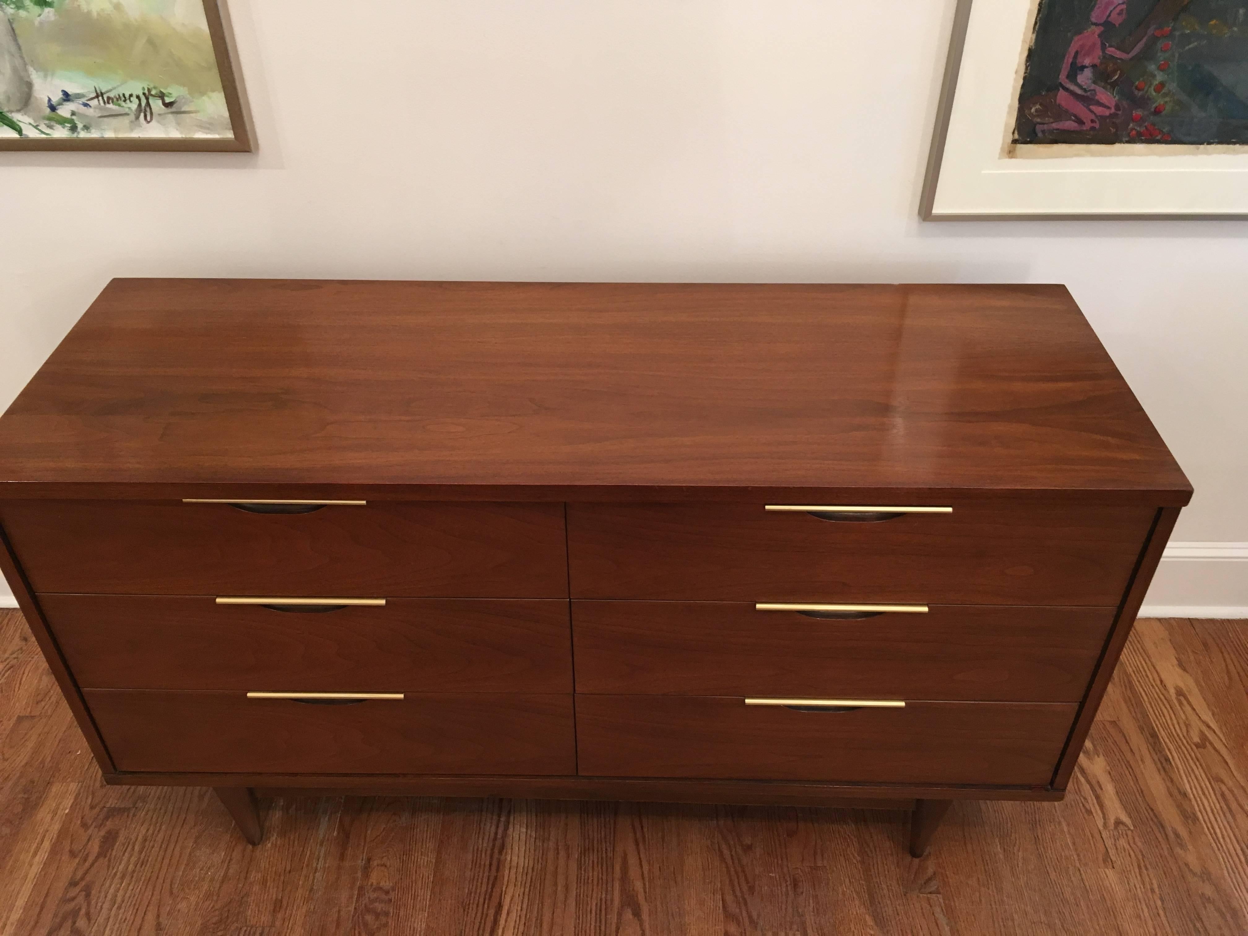 American 1960s Six-Drawer Walnut Dresser for Kent Coffey