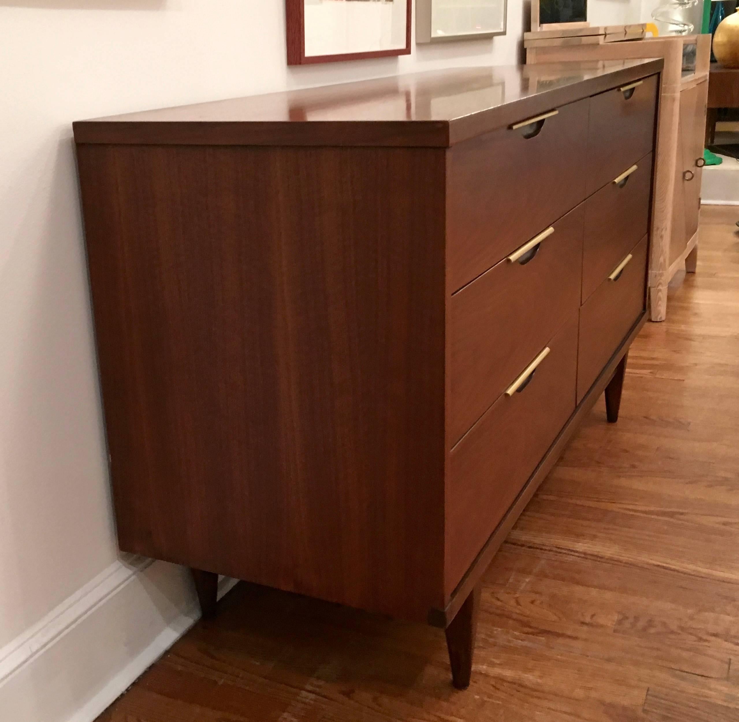 1960s Six-Drawer Walnut Dresser for Kent Coffey 2