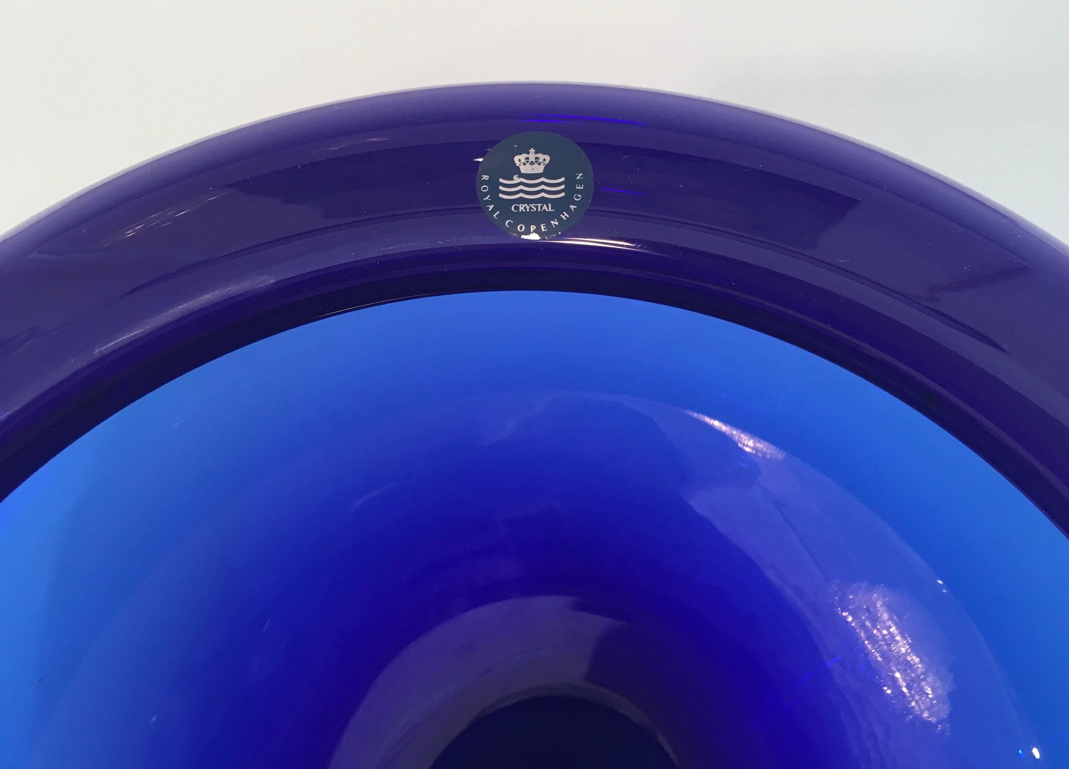 Danish Per Lutken Holmegaard for Royal Copenhagen Blue Glass Bowl For Sale