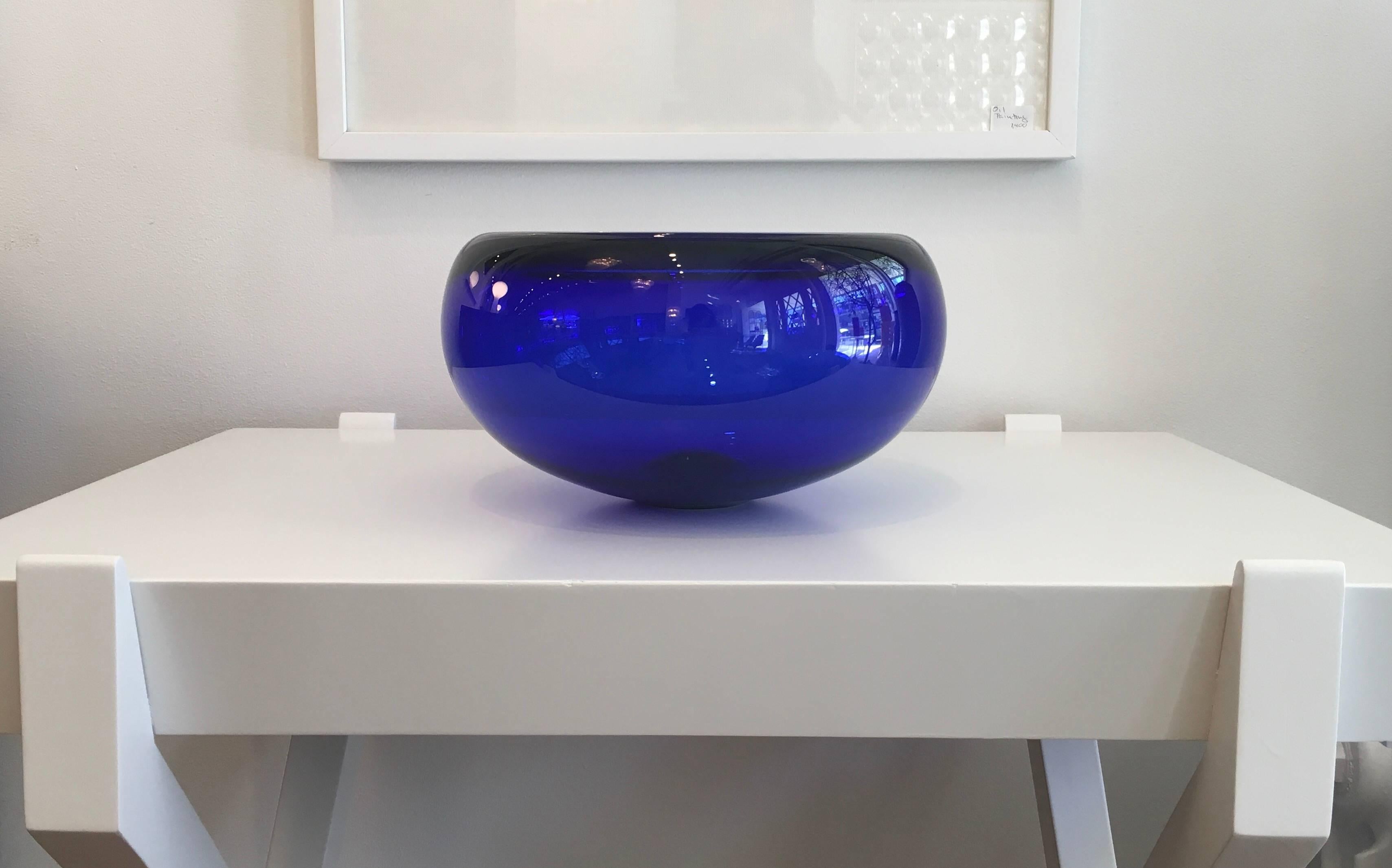 Per Lutken Holmegaard for Royal Copenhagen Blue Glass Bowl In Good Condition For Sale In Tarrytown, NY