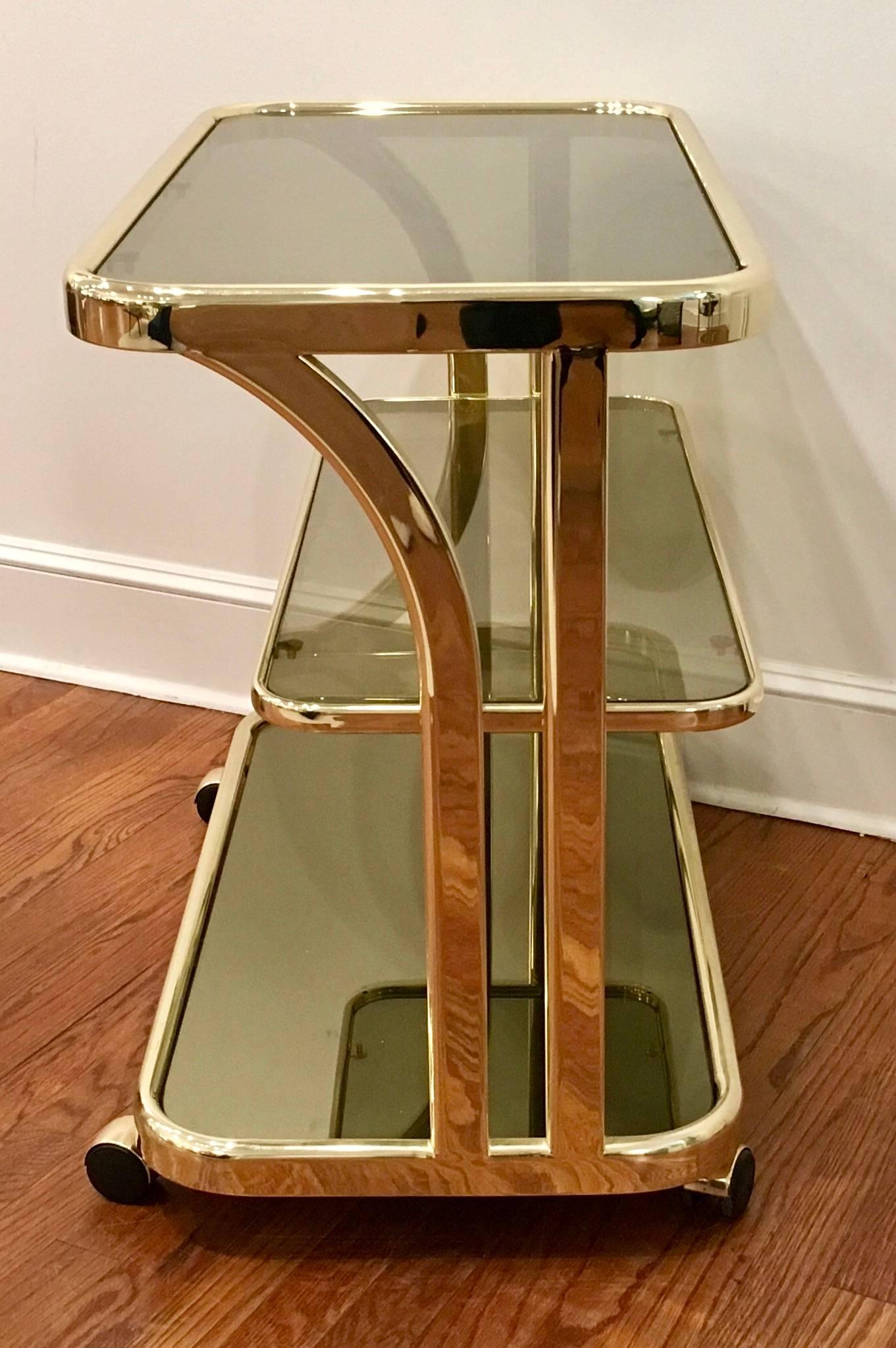 Morex Italian Brass Bar Cart For Sale 1
