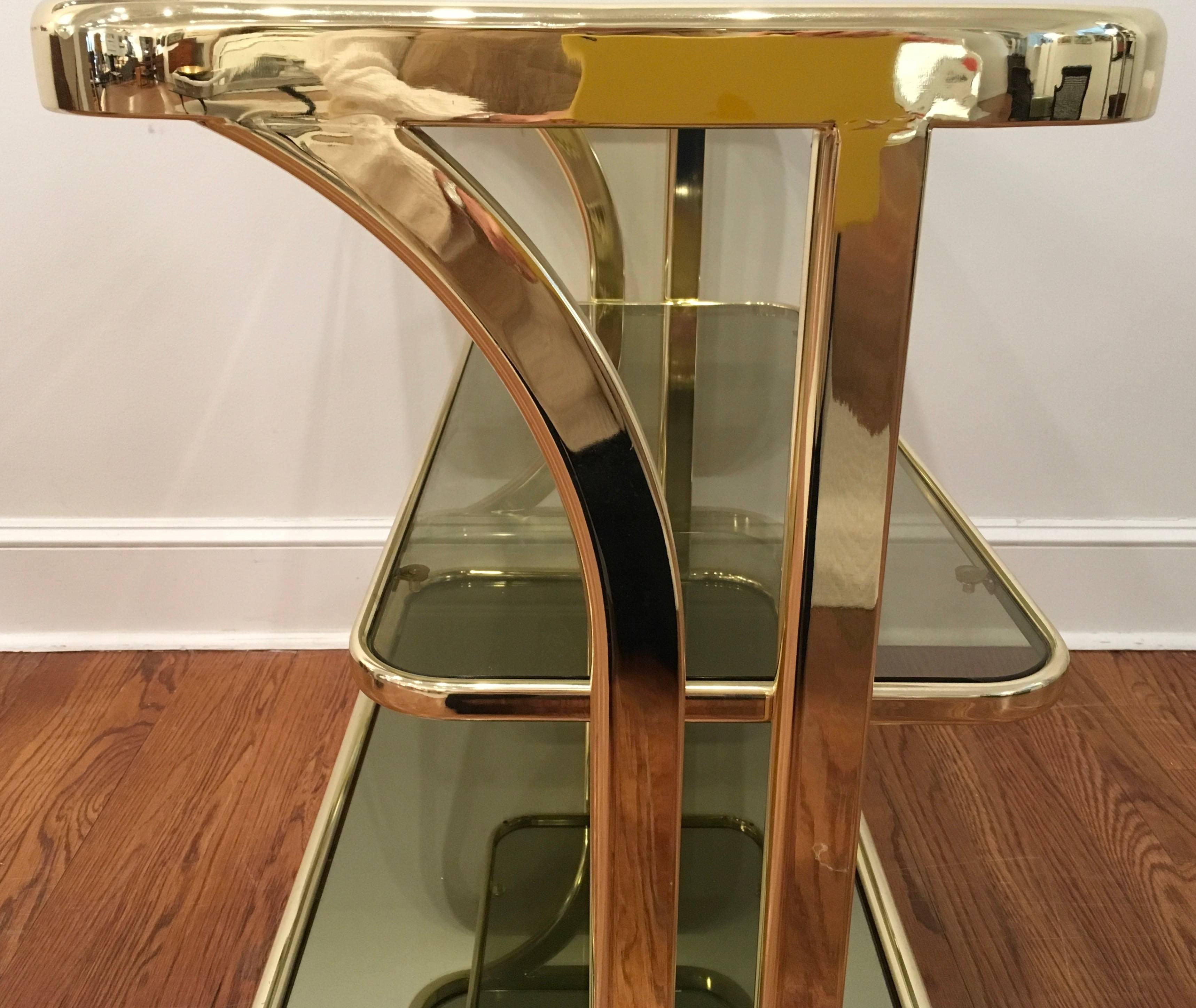 Morex Italian Brass Bar Cart For Sale 2