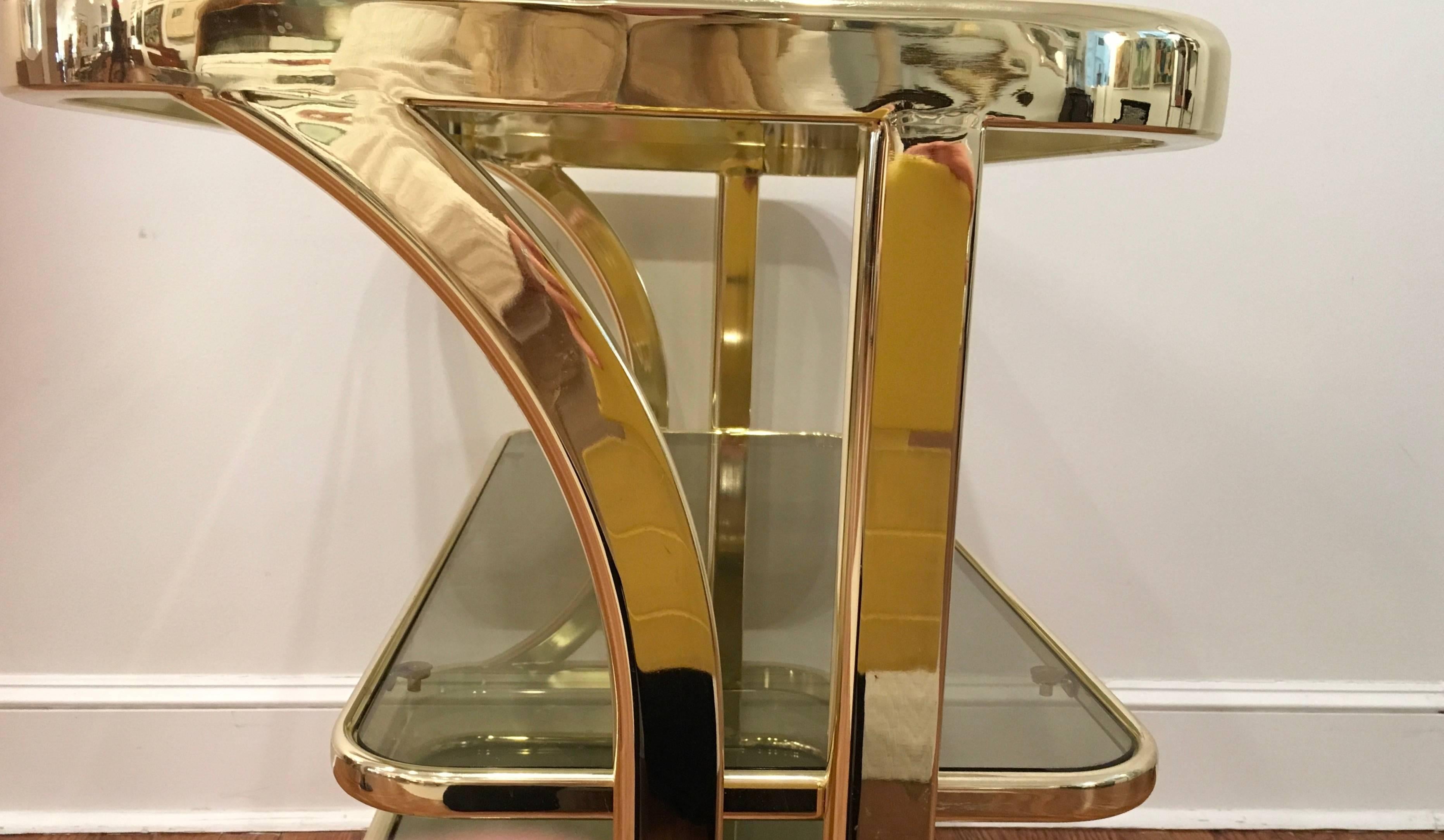Morex Italian Brass Bar Cart For Sale 3
