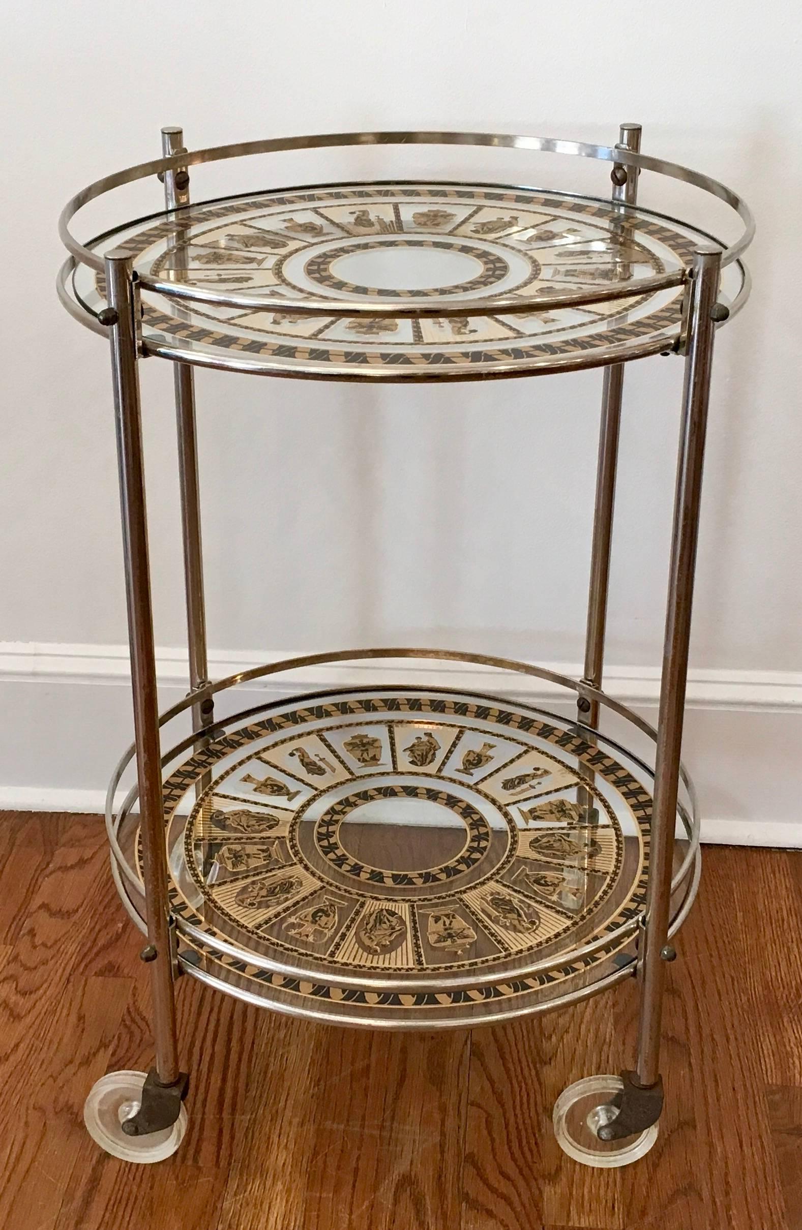 American Mid-Century Two-Tiered Rolling Bar or Serving Cart For Sale