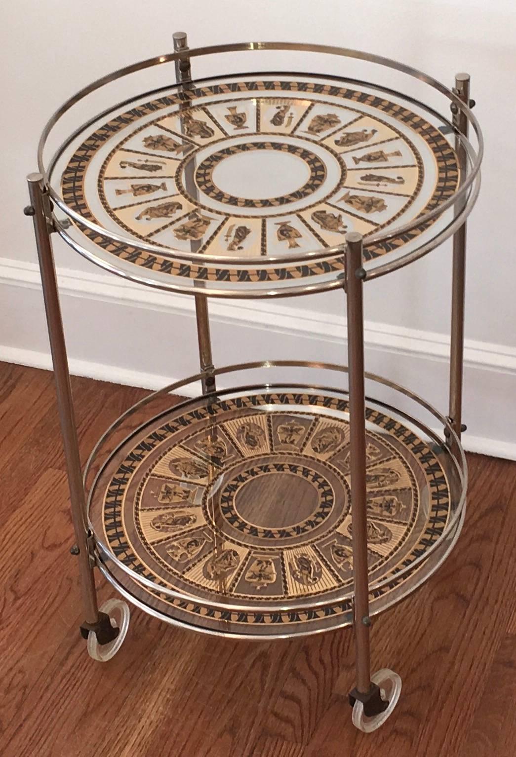 Mid-Century Two-Tiered Rolling Bar or Serving Cart In Good Condition For Sale In Tarrytown, NY