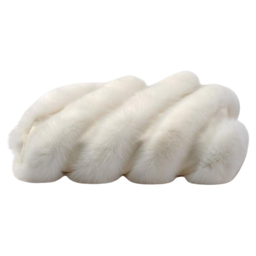 Pure Wool and Fox Fur Bed Runner by Muchi Decor, Made in Italy
