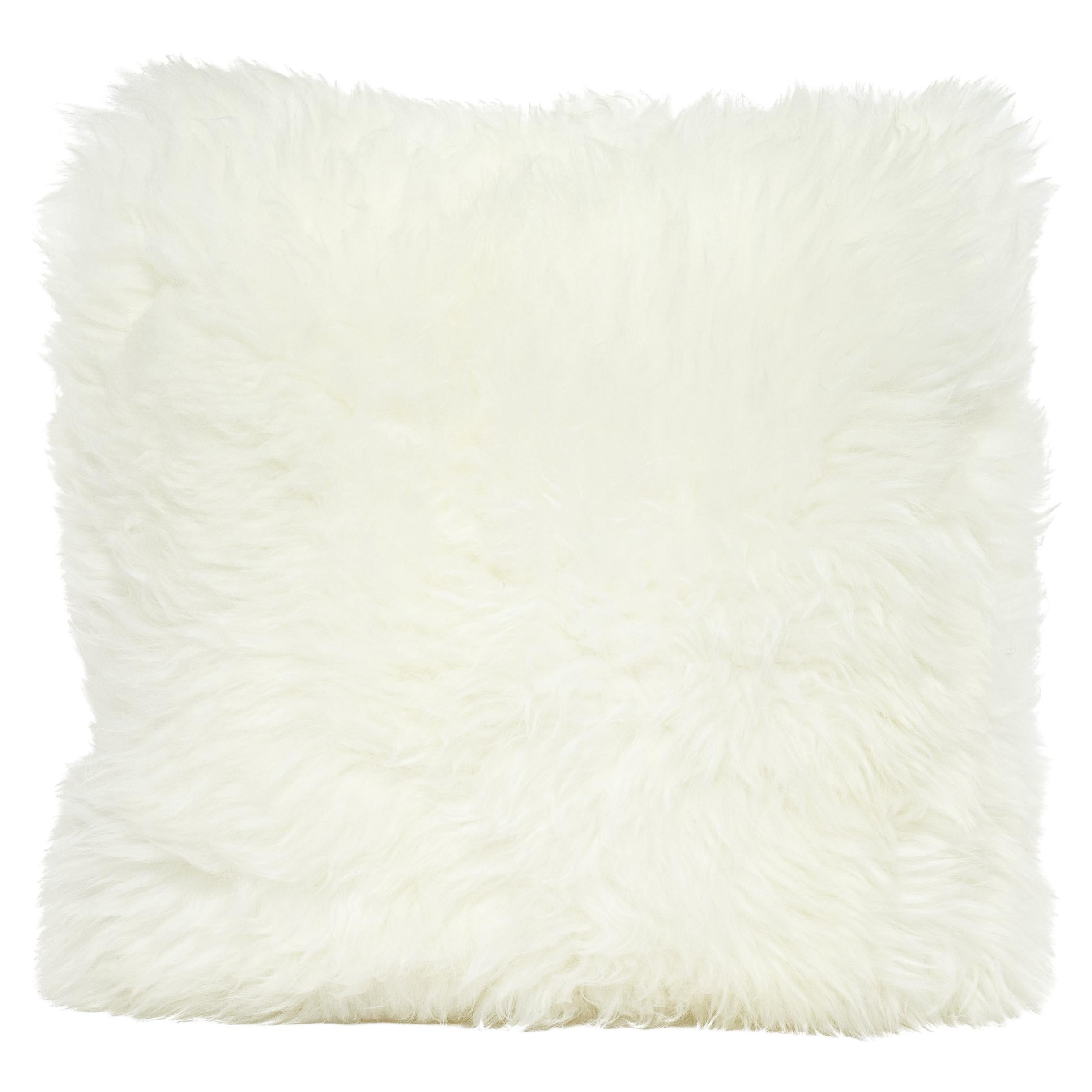 Shearling Sheepskin White Cushion by Muchi Decor, Made in Italy