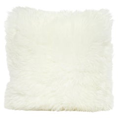 Shearling Sheepskin White Cushion by Muchi Decor, Made in Italy