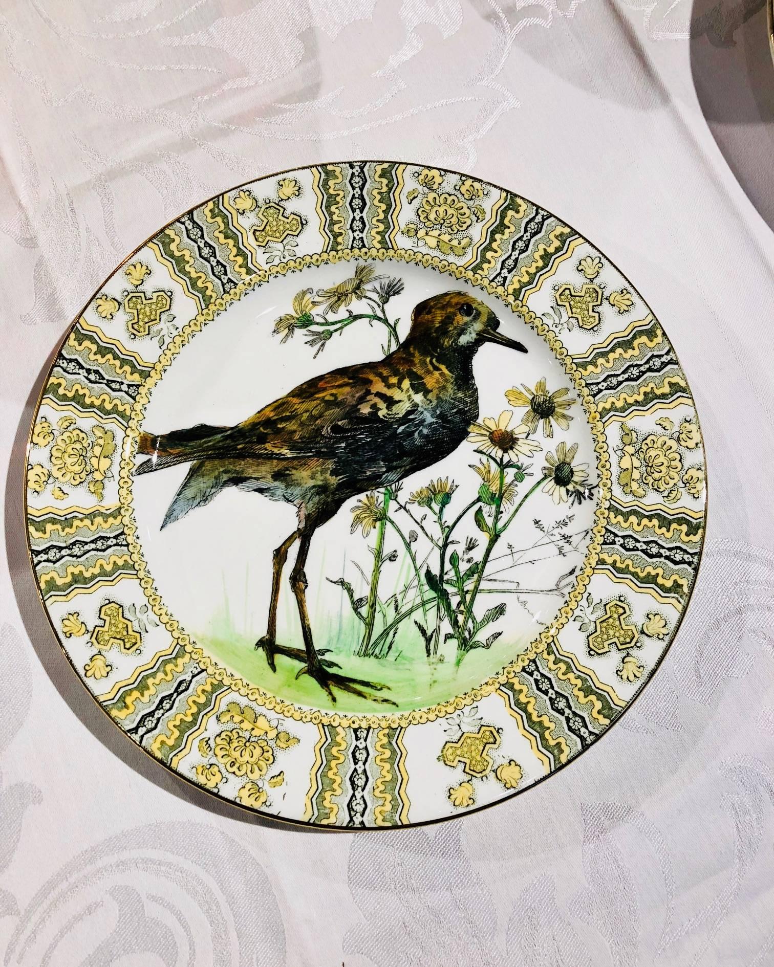 20th Century Set of 12 Royal Doulton Dinner Plates with Hand Colored Birds