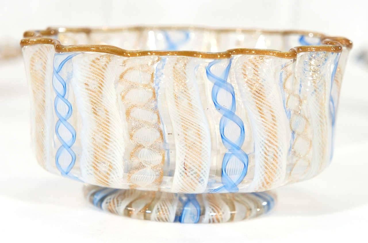 Set of 10 Salviati Venetian/Murano  Hand Blown Latticino Bowls & Plates 1