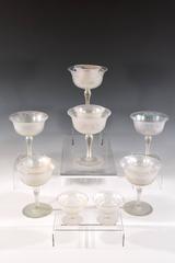 Seltener Satz von 12 signierten Steuben/Hawkes Verre De Soie Supremes oder Compotes mit Fuß