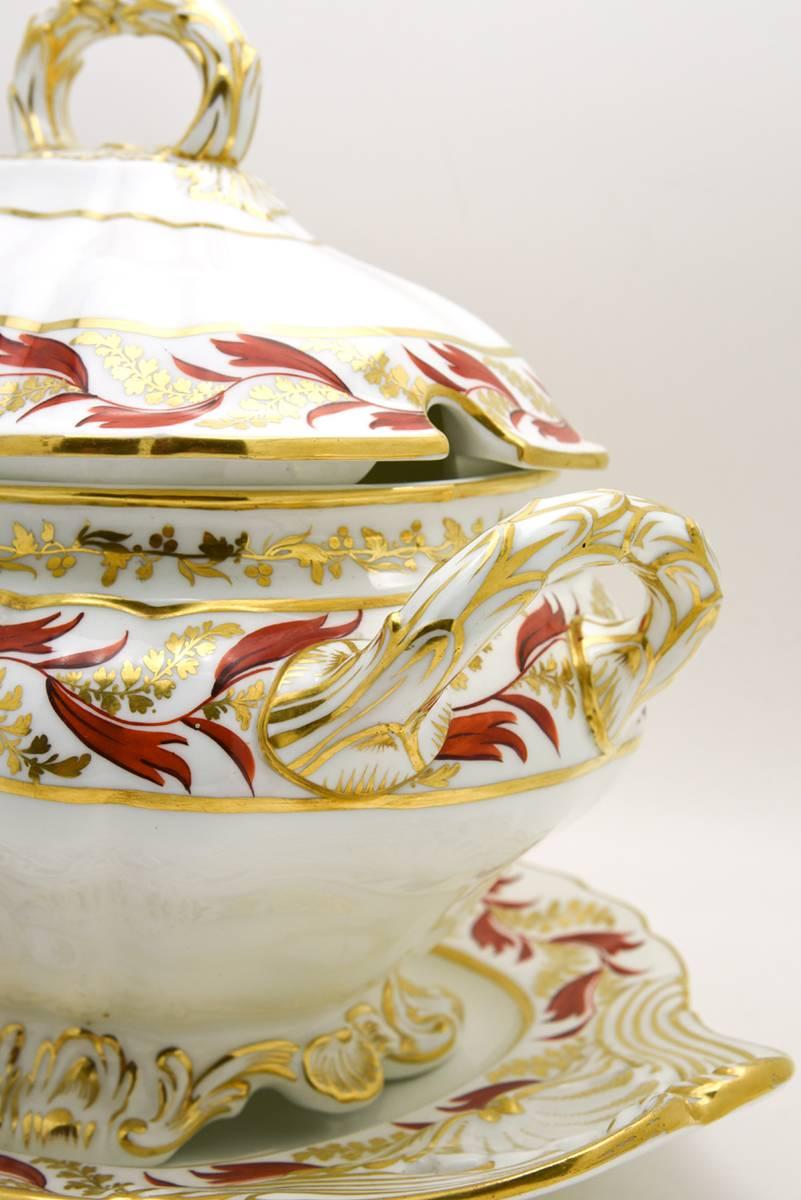 19th Century Spode Gilt and Enamel Dark Orange Soup Tureen 1