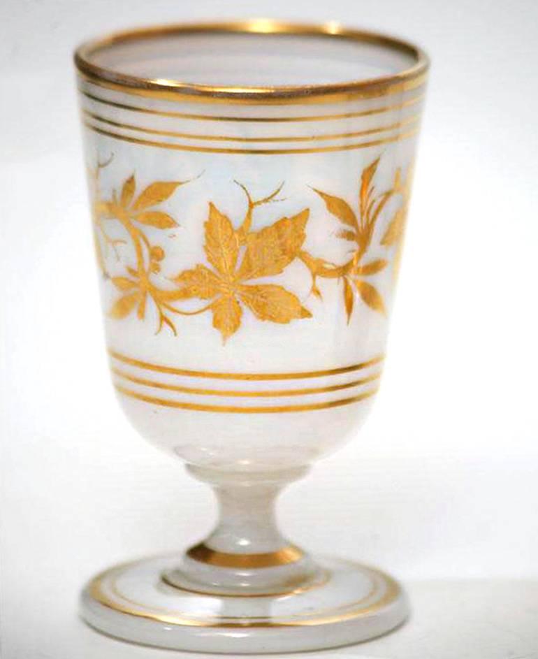 19th Century Baccarat Five-Piece Opaline Water Set with Gilt Enamel Decoration For Sale 3