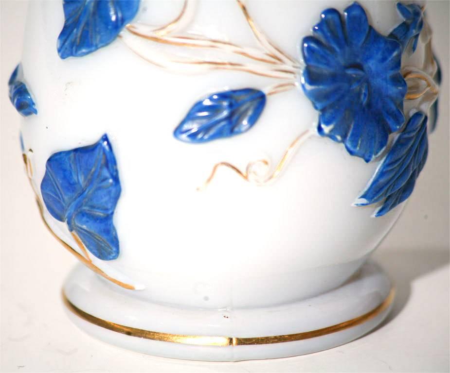 Gilt 19th Century Baccarat Opaline Vase with Enamel Decoration