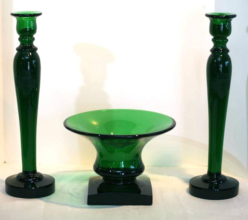 This is a spectacular and rare set of Steuben handblown solid crystal 