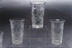 S/12 Sinclaire Art Nouveau Gobelets en cristal soufflés à la bouche avec décorations de roues