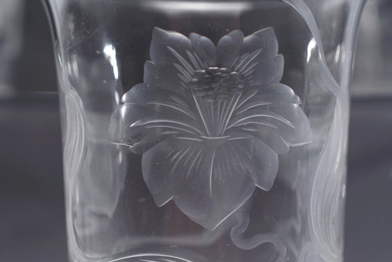 XX secolo S/12 Sinclaire Art Nouveau - Bicchieri di cristallo soffiati a mano con decorazioni a ruota in vendita