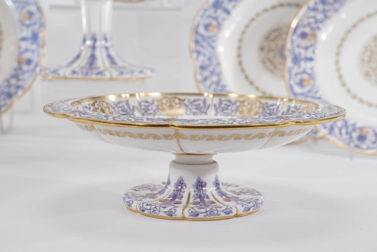 19th Century Sevres Neoclassical Blue and Gold Dessert Service with 16 Pieces 4