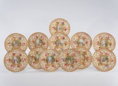 12 Royal Doulton Hand Painted Artist Signed Custom Made Cabinet Plates