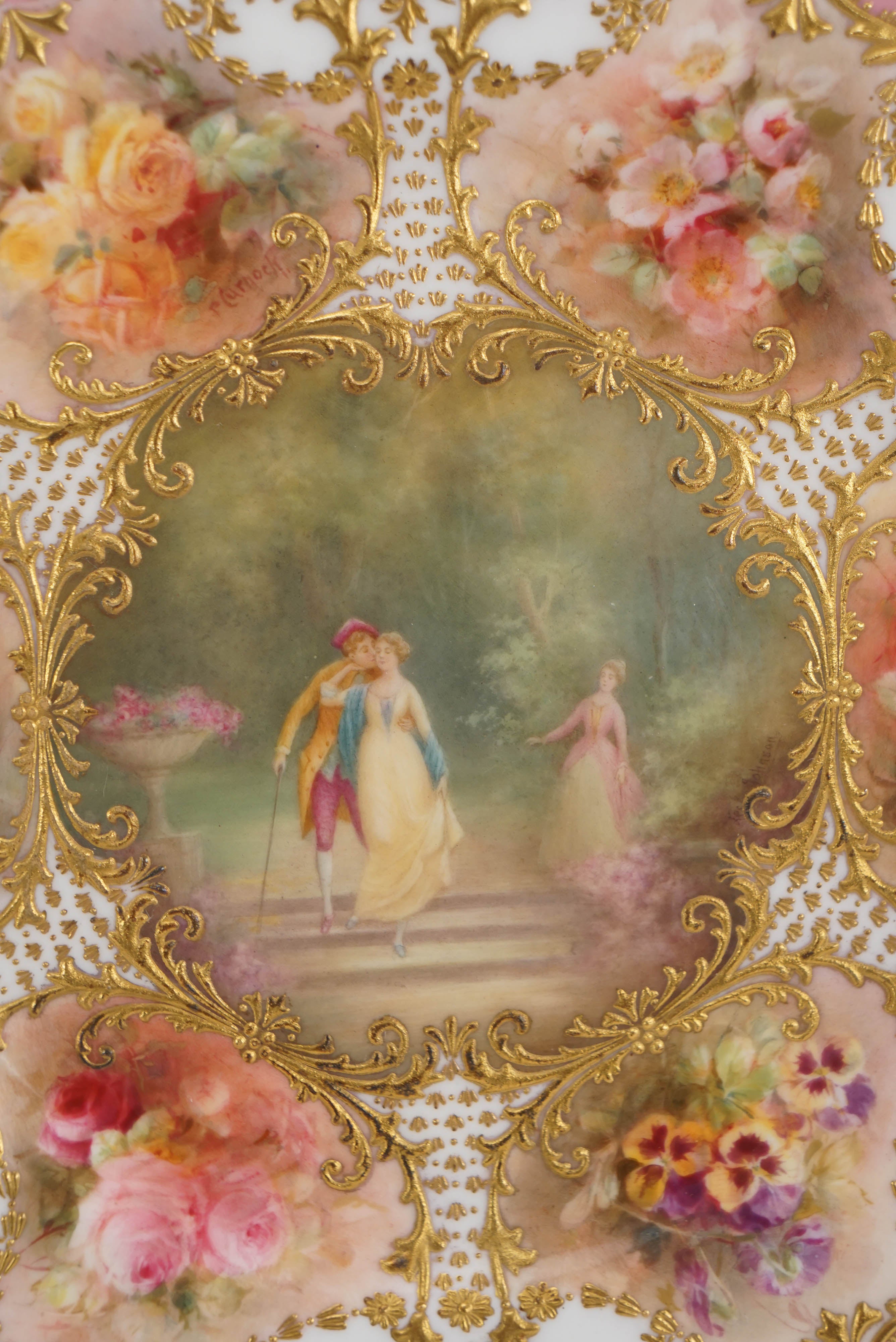 English 12 Royal Doulton Hand Painted Artist Signed Custom Made Cabinet Plates For Sale