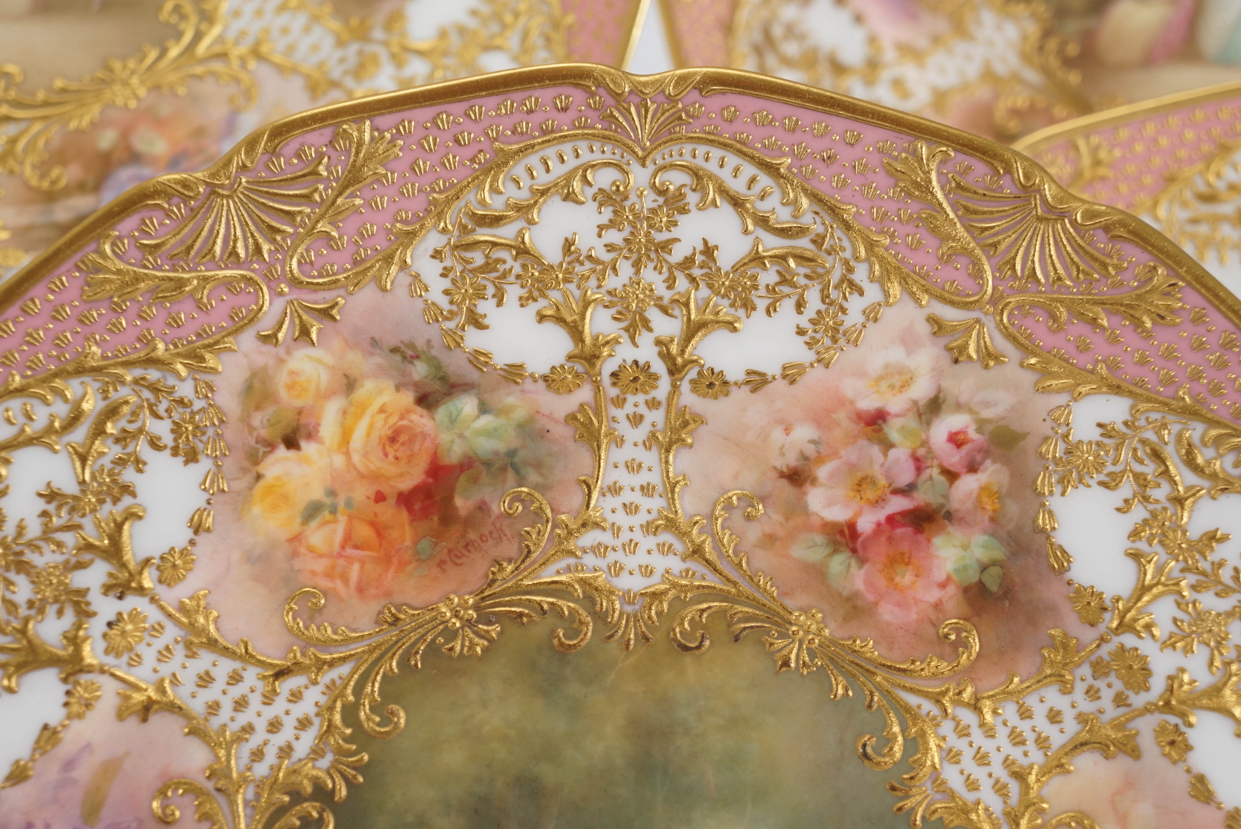 Early 20th Century 12 Royal Doulton Hand Painted Artist Signed Custom Made Cabinet Plates For Sale