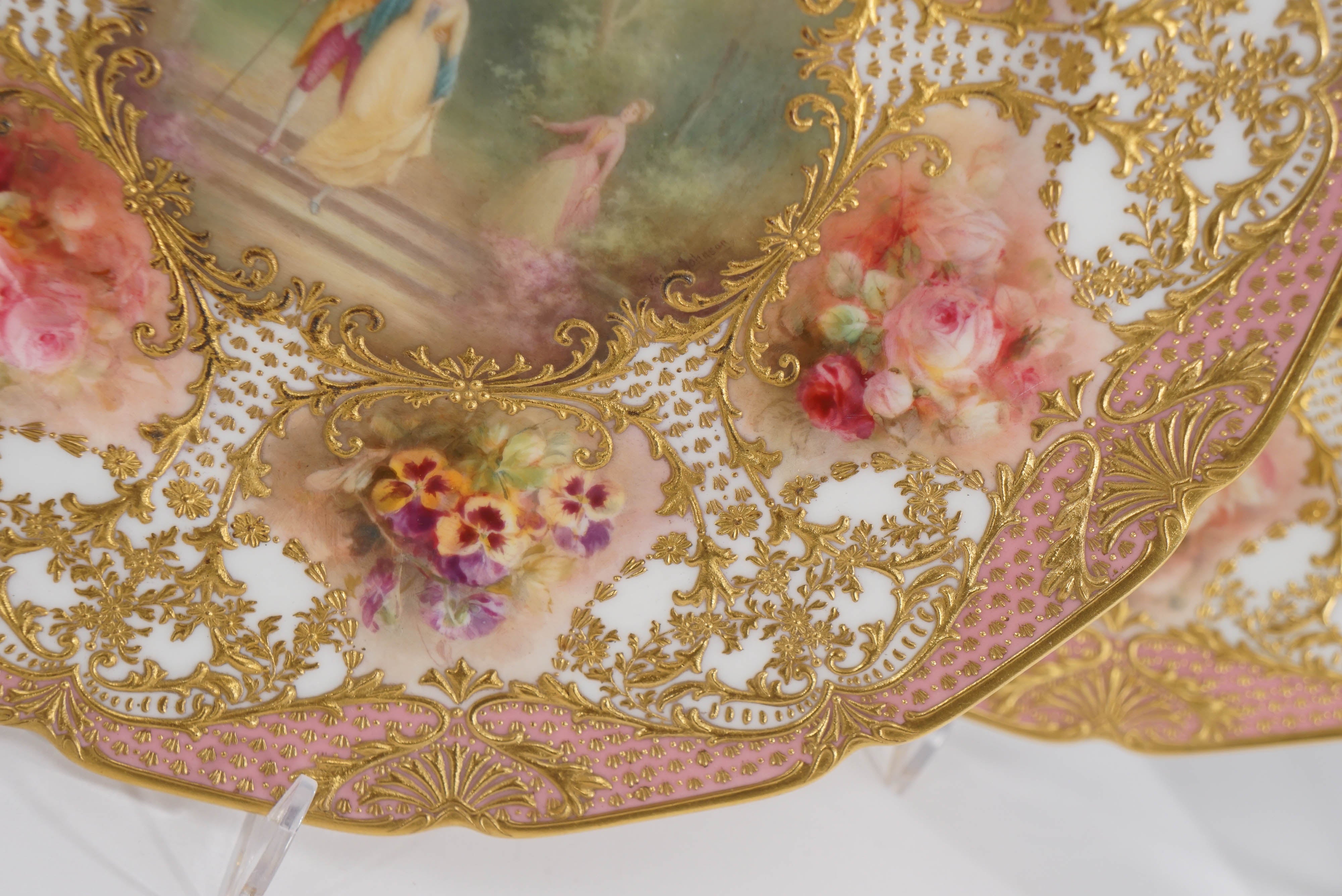 12 Royal Doulton Hand Painted Artist Signed Custom Made Cabinet Plates For Sale 1