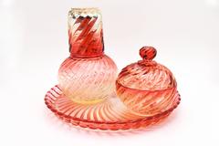 Baccarat Amberina Rose Teinte Water Set on Tray