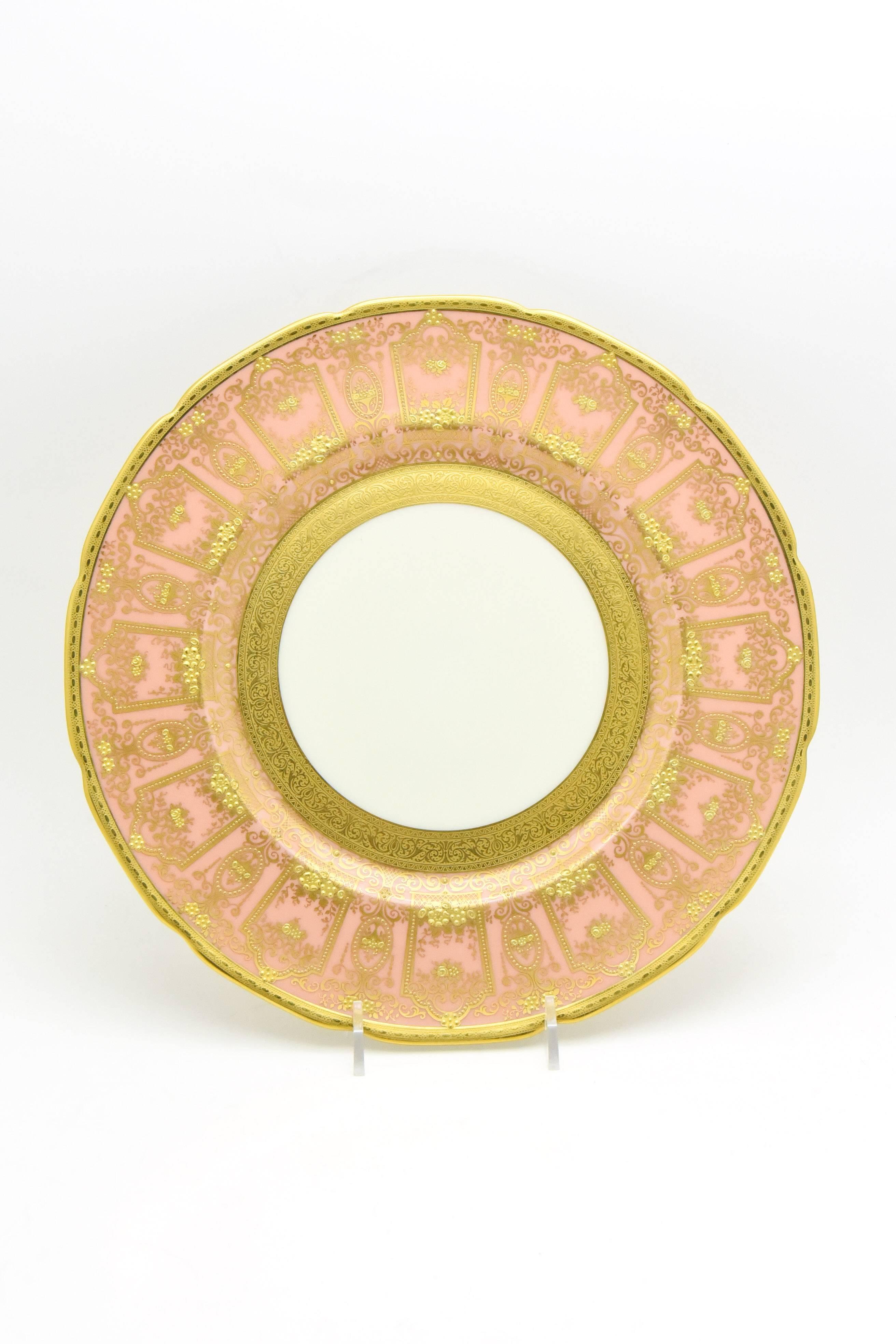 pink and gold dinner plates