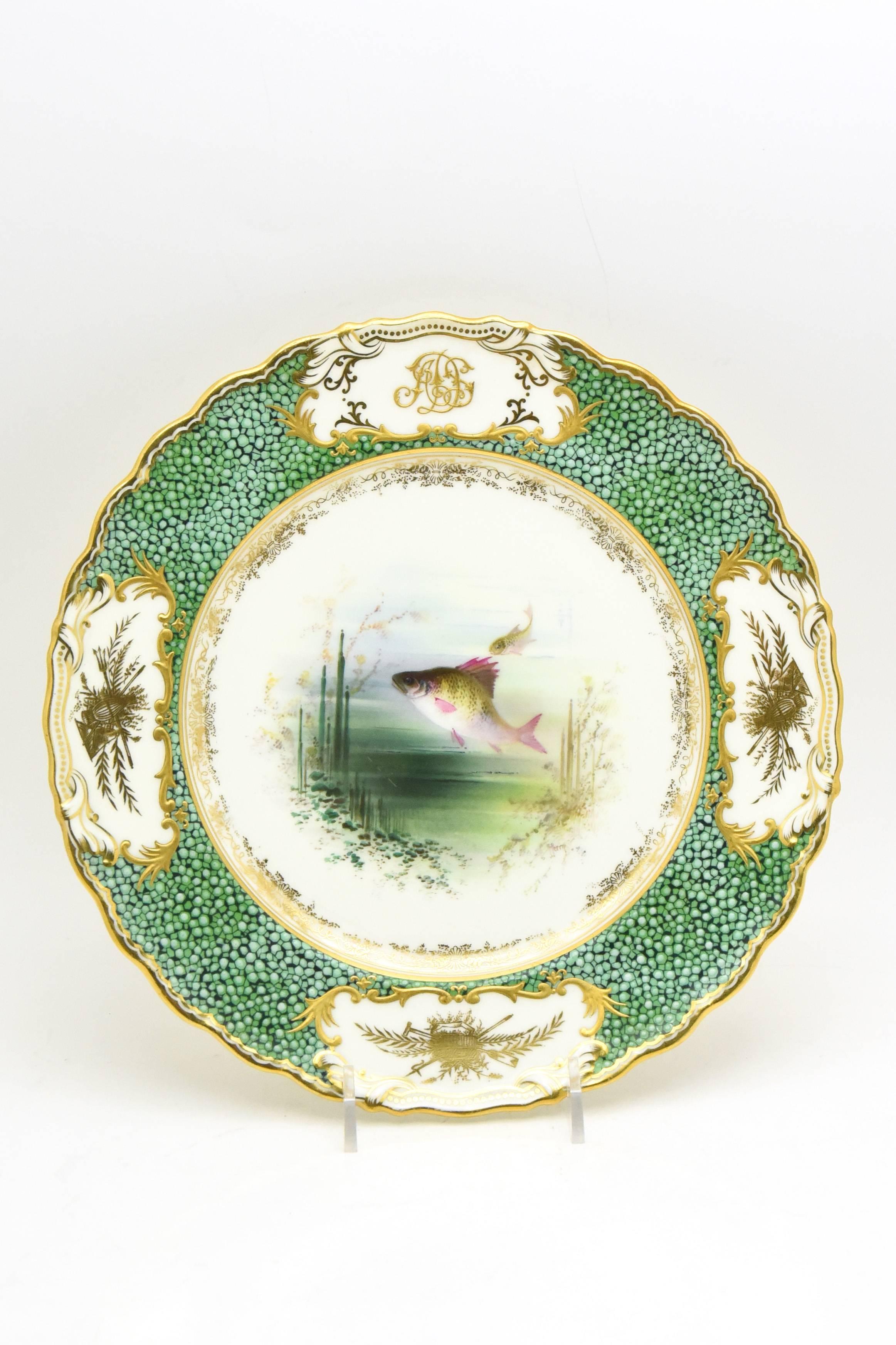 19th Century 18-Piece Coalport Hand-Painted Artist Signed Fish Service with 