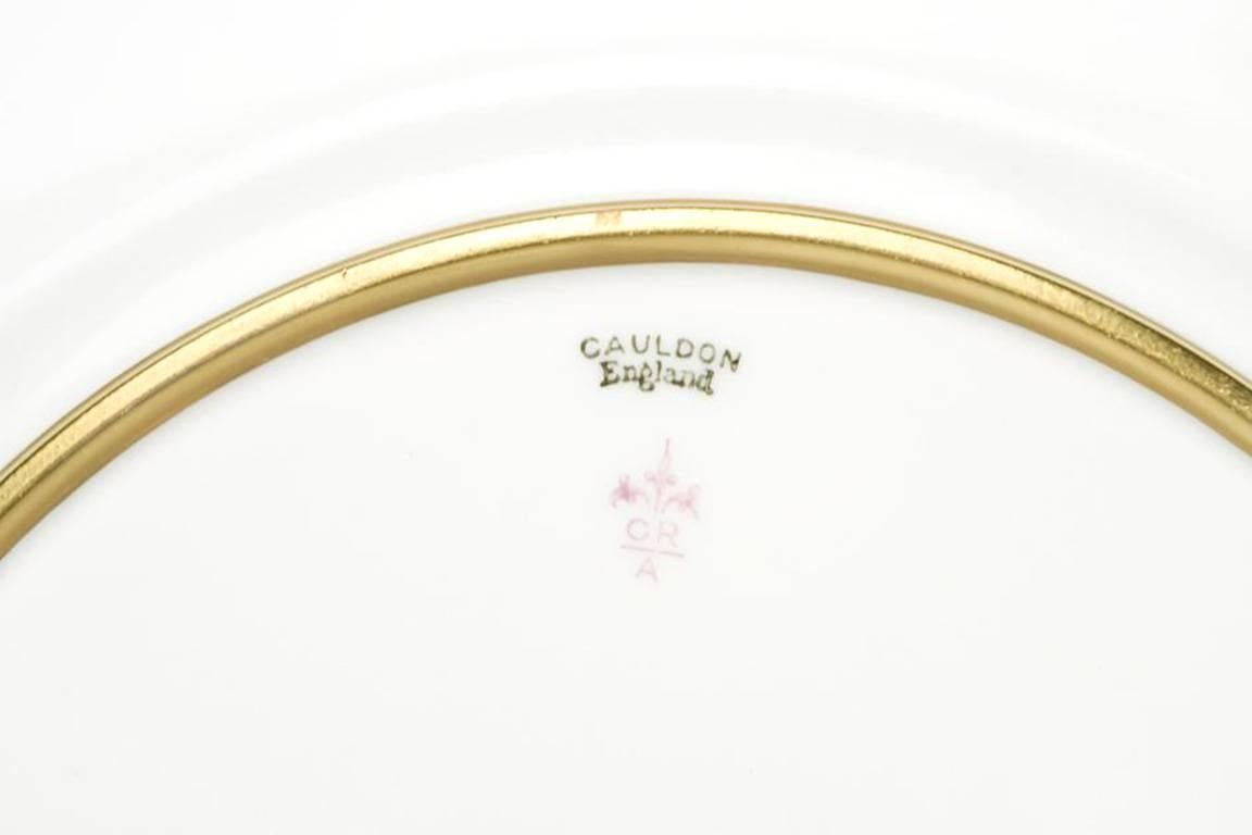 19th Century 12 Cauldon Gilt Octagonal Service Plates, Art Nouveau Raised Gold Blue Ground For Sale