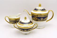 Minton Mazarine Extensive Pristine Dinner Service Cobalt Blue & Gold 232 Pcs