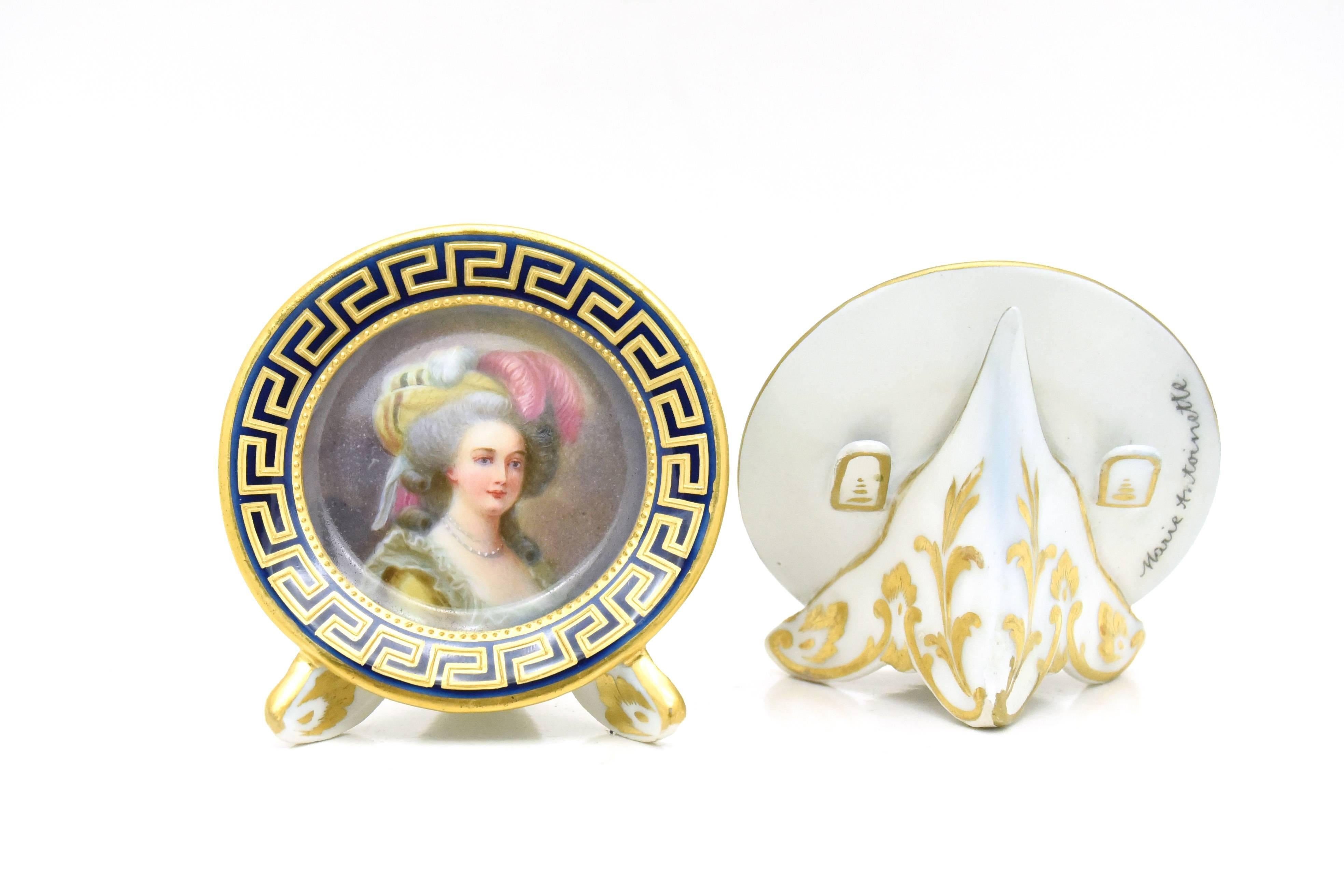 19th Century Set of 12 Dresden Hand-Painted Portrait Place Card Holders of French Royalty