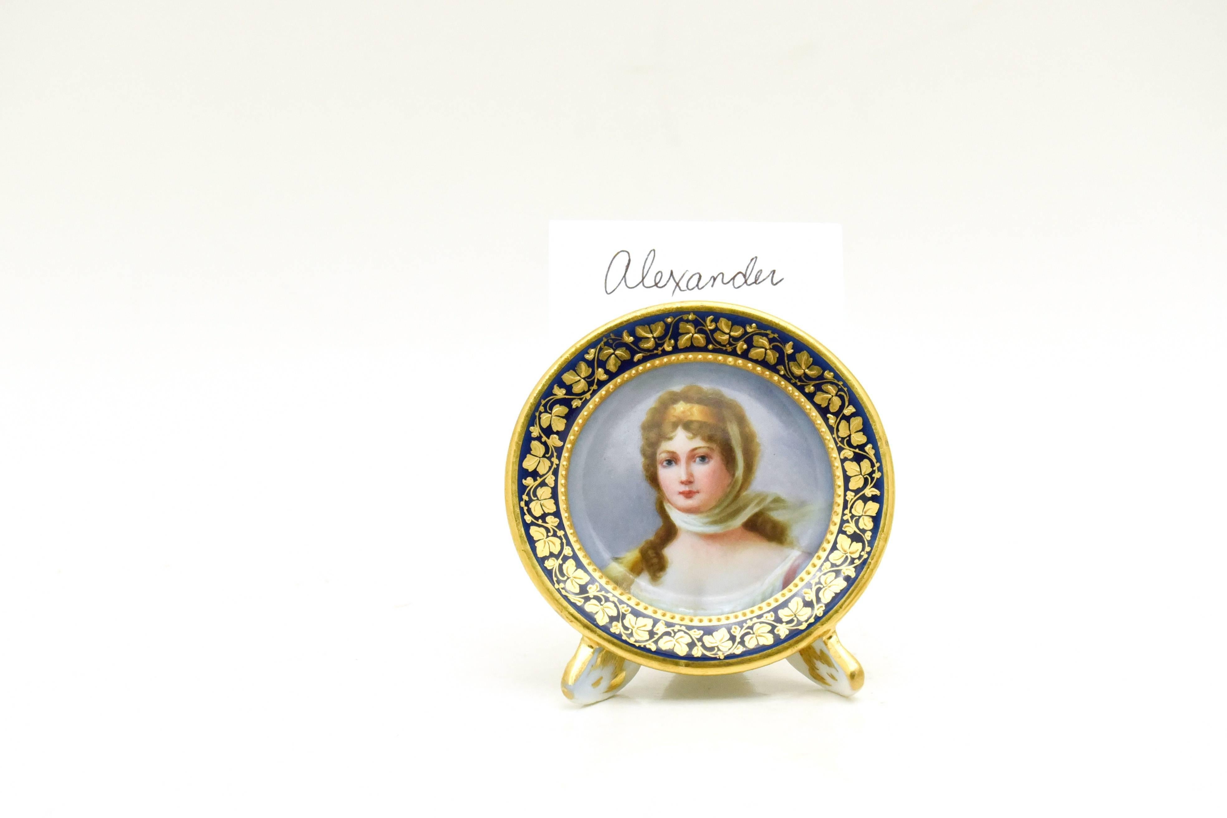 Set of 12 Dresden Hand-Painted Portrait Place Card Holders of French Royalty 3