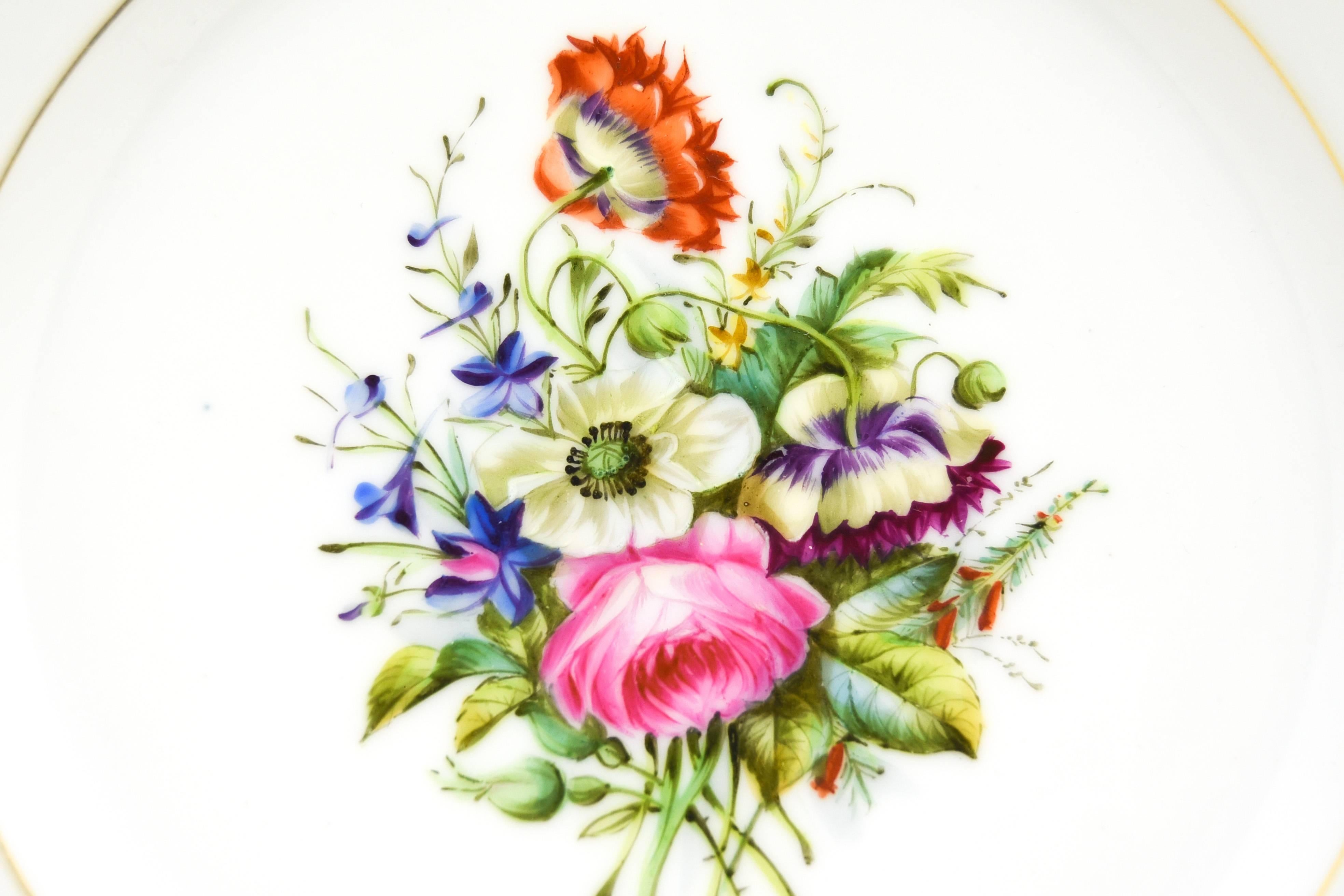 Juego de Postre Floral Rosa Francés con 12 Platos y Dos Compotas de Pie Porcelana en venta