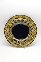 Set of Twelve Custom Order Lenox Black and Raised Paste Gold Dinner Plates