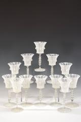 Set of 19th Century Venetian Salviati White Latticino Goblets Vetro a Retorti