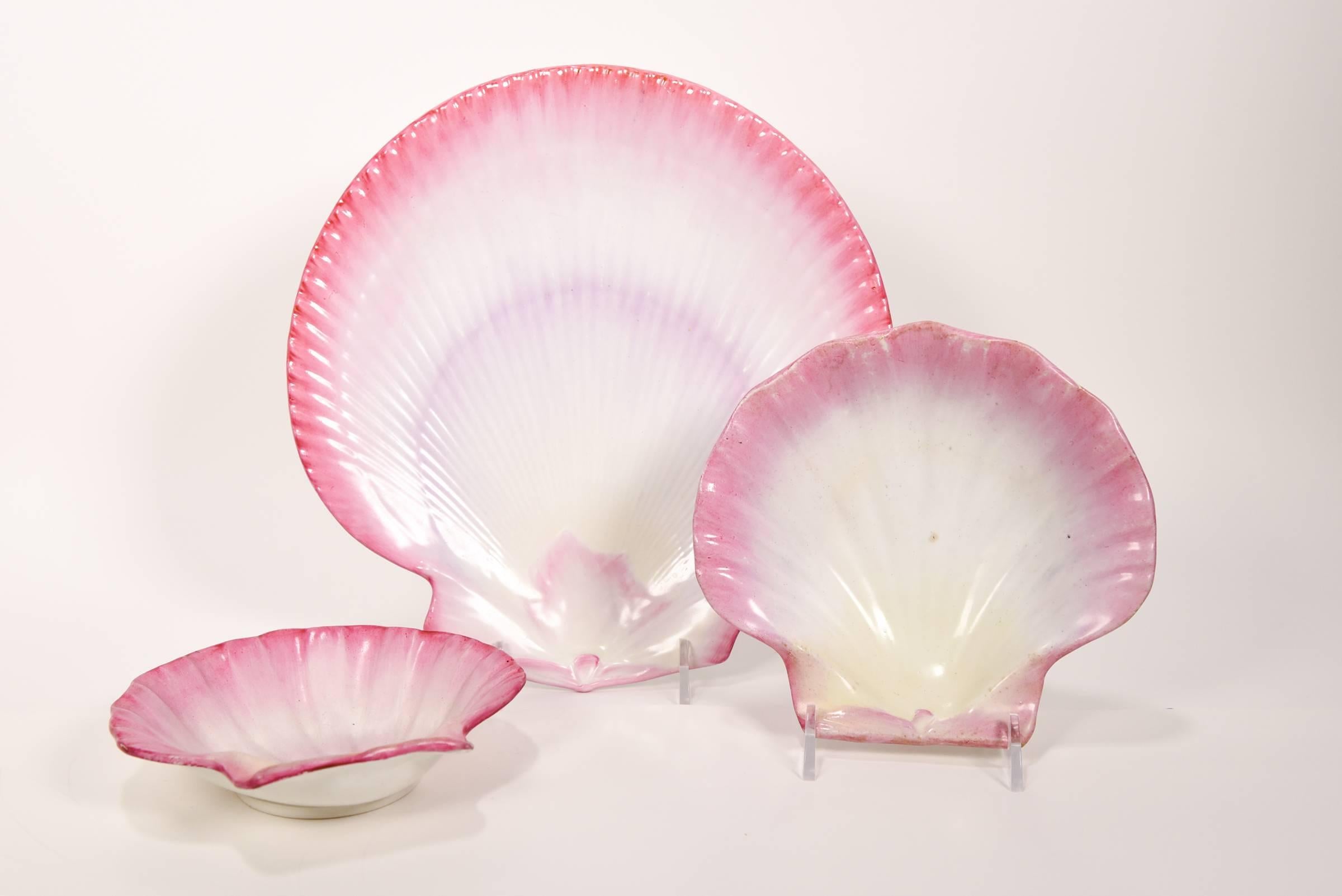 19th Century Wedgwood Pink Pearlware Dessert Service in the Nautilus Pattern 16 Pieces