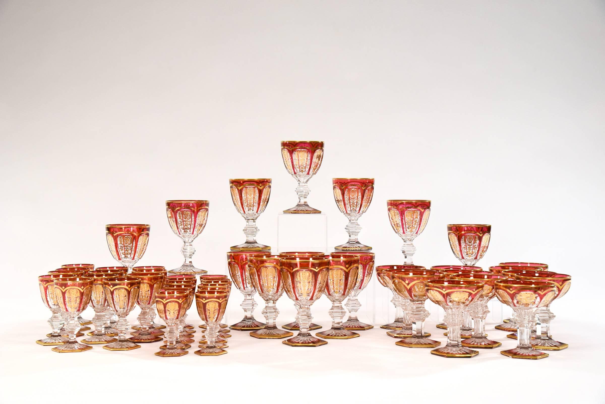 This stunning and complete stemware service embodies all the qualities of the renown Baccarat glass works and is one of the most sought after patterns. The French luxury brand, Cristalleries Baccarat is considered the most famous glassworks in the