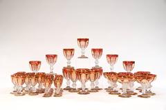 Baccarat Stemware Service Cranberry with Empire Gold Decoration 48 Pieces