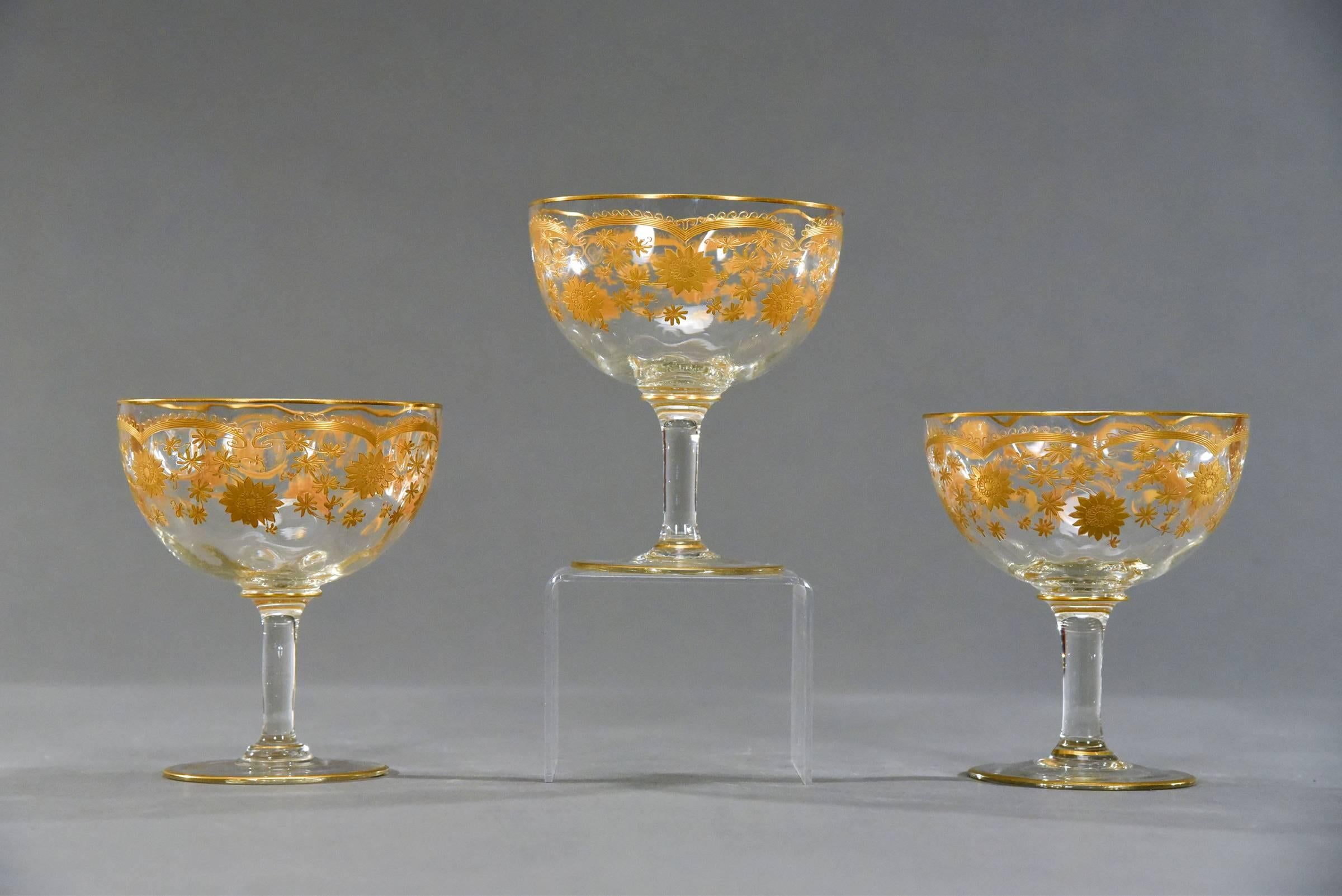 Arts and Crafts 12 Arts & Crafts HandBlown Gilt Crystal Footed Compotes 