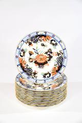 Set of 12 Royal Crown Derby Imari Decorated Dessert Plates for Tiffany