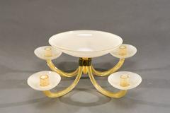 Barovier & Toso Centrepiece Epergne and Candlesticks Opal Crystal with Gold Leaf