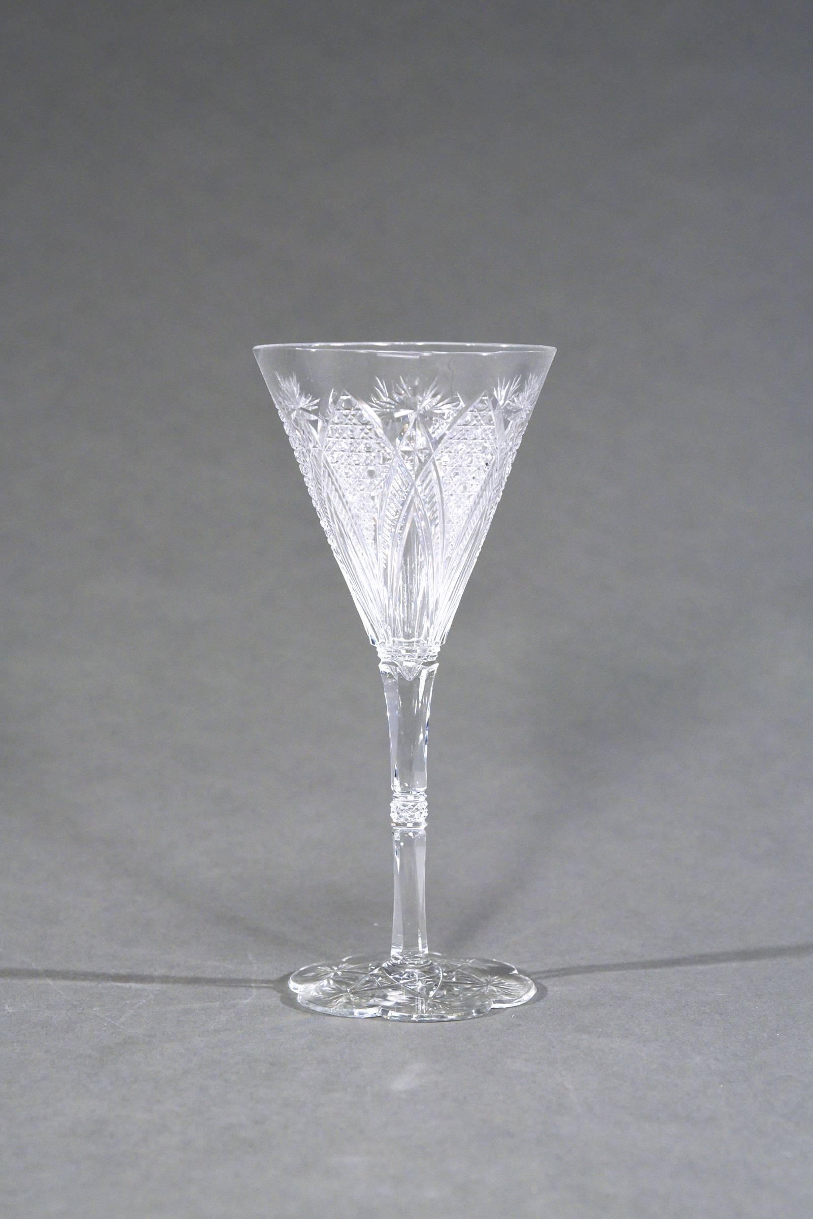 Set of 12 Signed Baccarat Elbeuf Crystal Tall Water Goblets In Excellent Condition In Great Barrington, MA