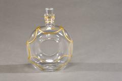 Handblown Crystal Decanter with Nautical Gold Rope Motif Doughnut Shaped Body
