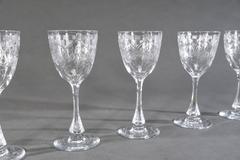 Set of 16 Webb Handblown Crystal Goblets with Art Deco Copper Wheel Engraving