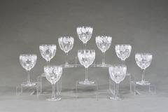 12 Hand Blown Signed Libbey Wheel Cut Crystal Goblets Arts & Crafts Floral Motif