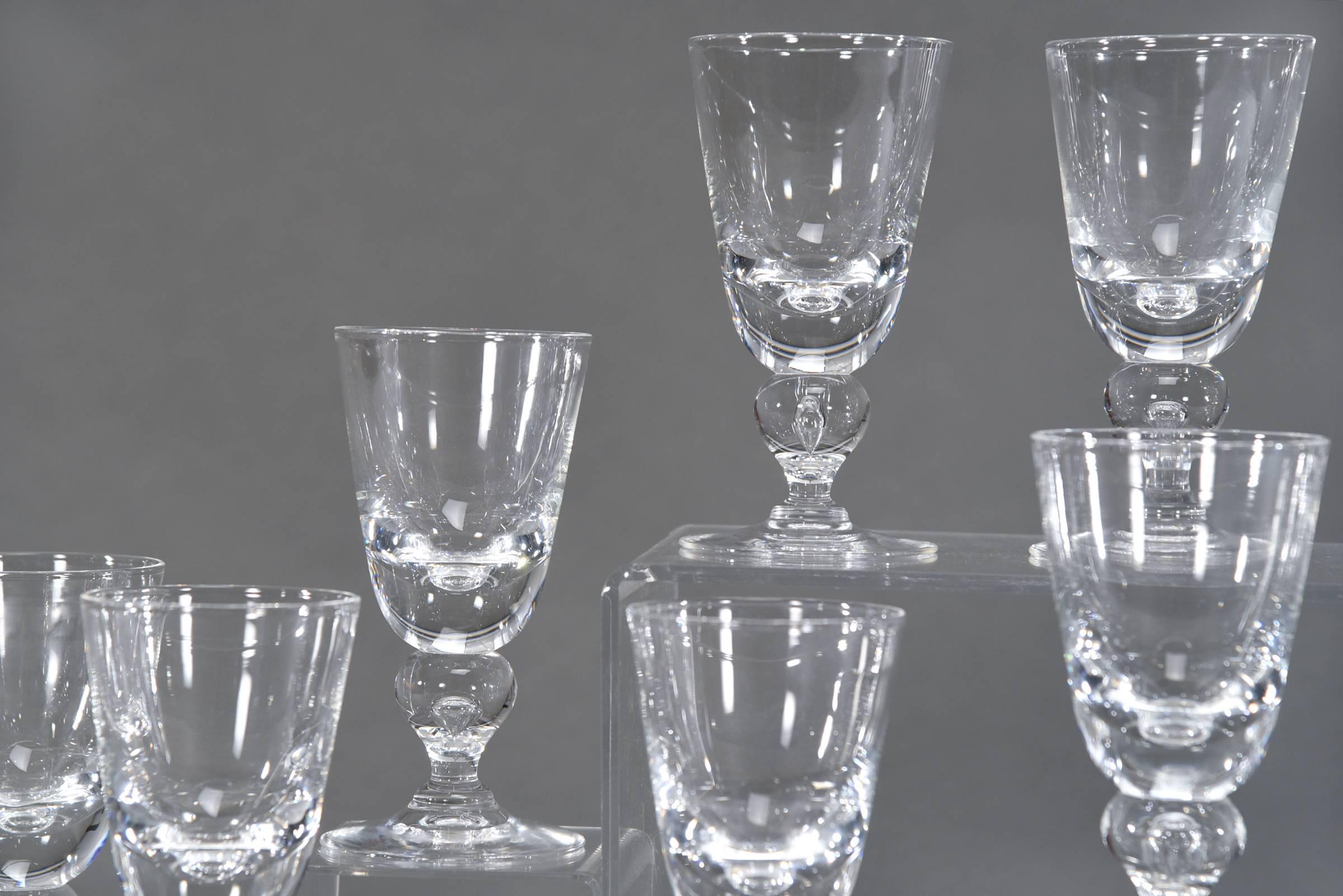 Mid-Century Modern Set of 14 Steuben Baluster Crystal Water Goblets #7877